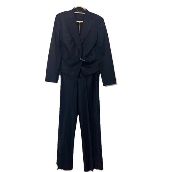 Gucci Suit Womens 42 2 Piece Pants Jacket Black Wool Mohair Career - Picture 1 of 16